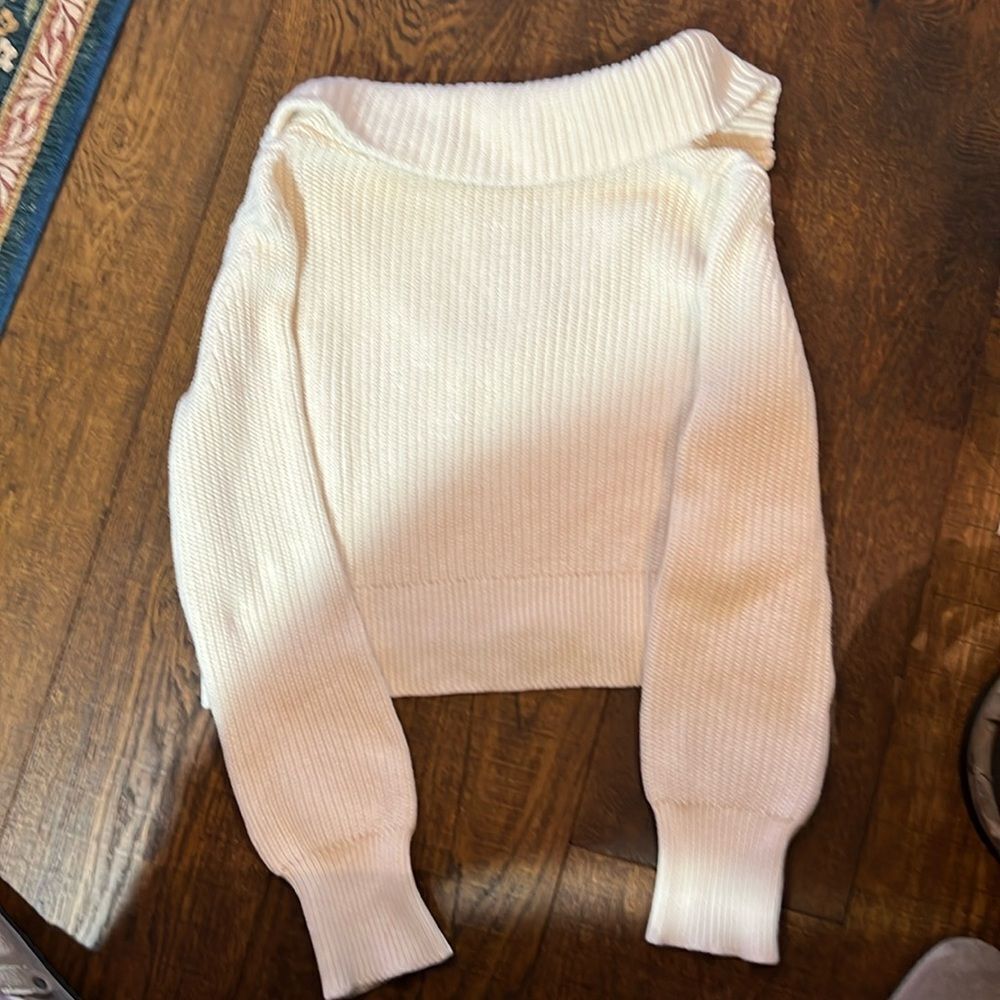 Sky to Moon cute Cream Zip Front Knit Sweatert M. WT234 - Picture 4 of 5